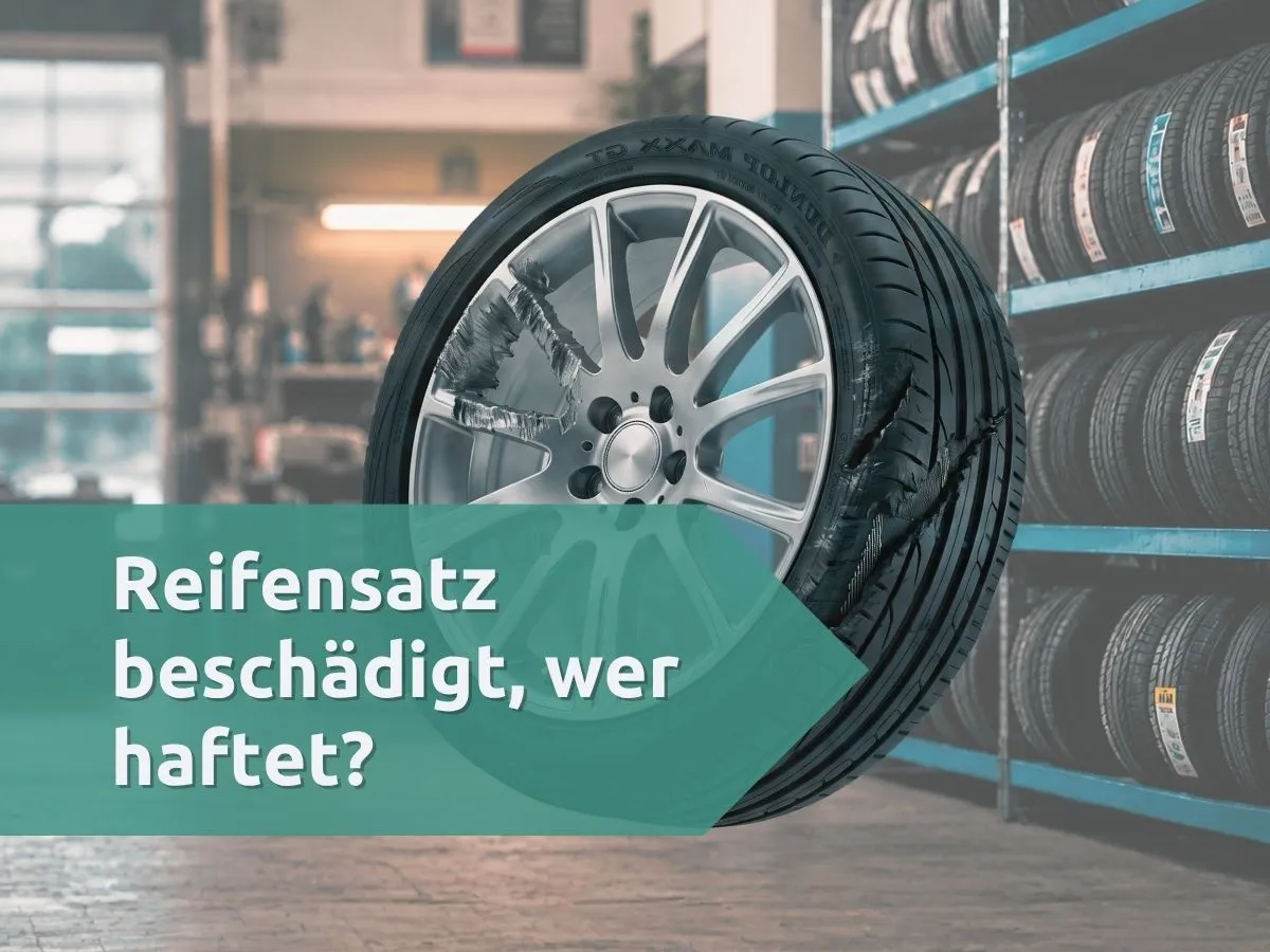 Beschädigter Reifensatz im Werkstattlager
