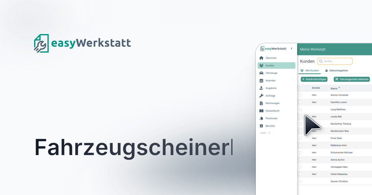 Smartphone fotografiert Zulassungsschein – Daten werden automatisch ausgelesen