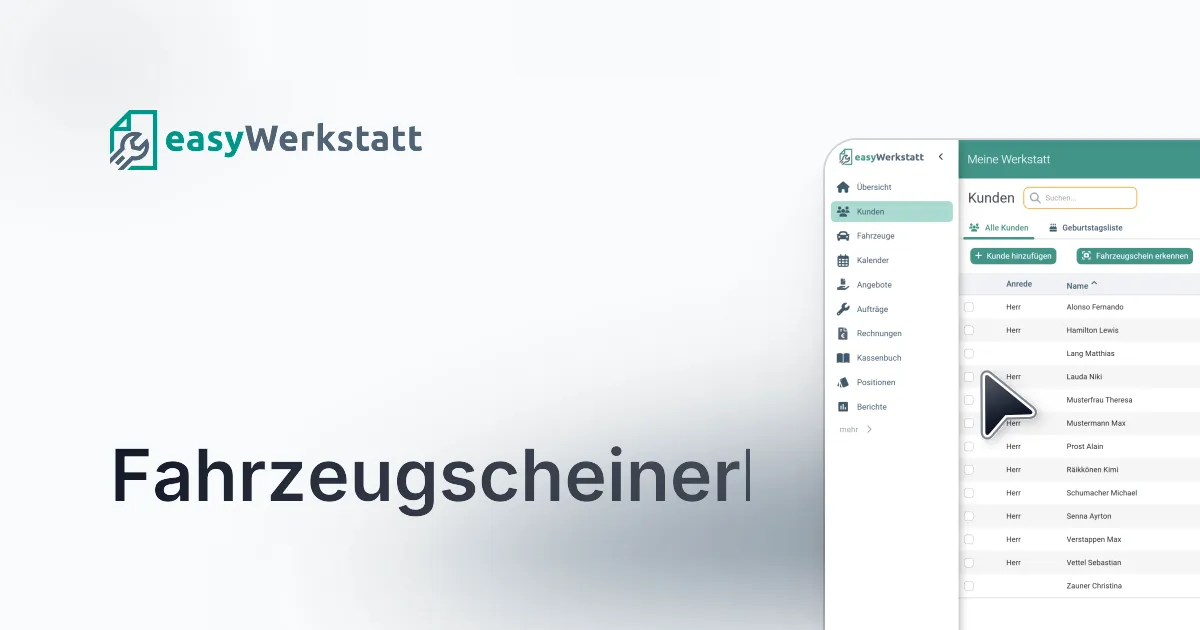 Smartphone fotografiert Zulassungsschein – Daten werden automatisch ausgelesen