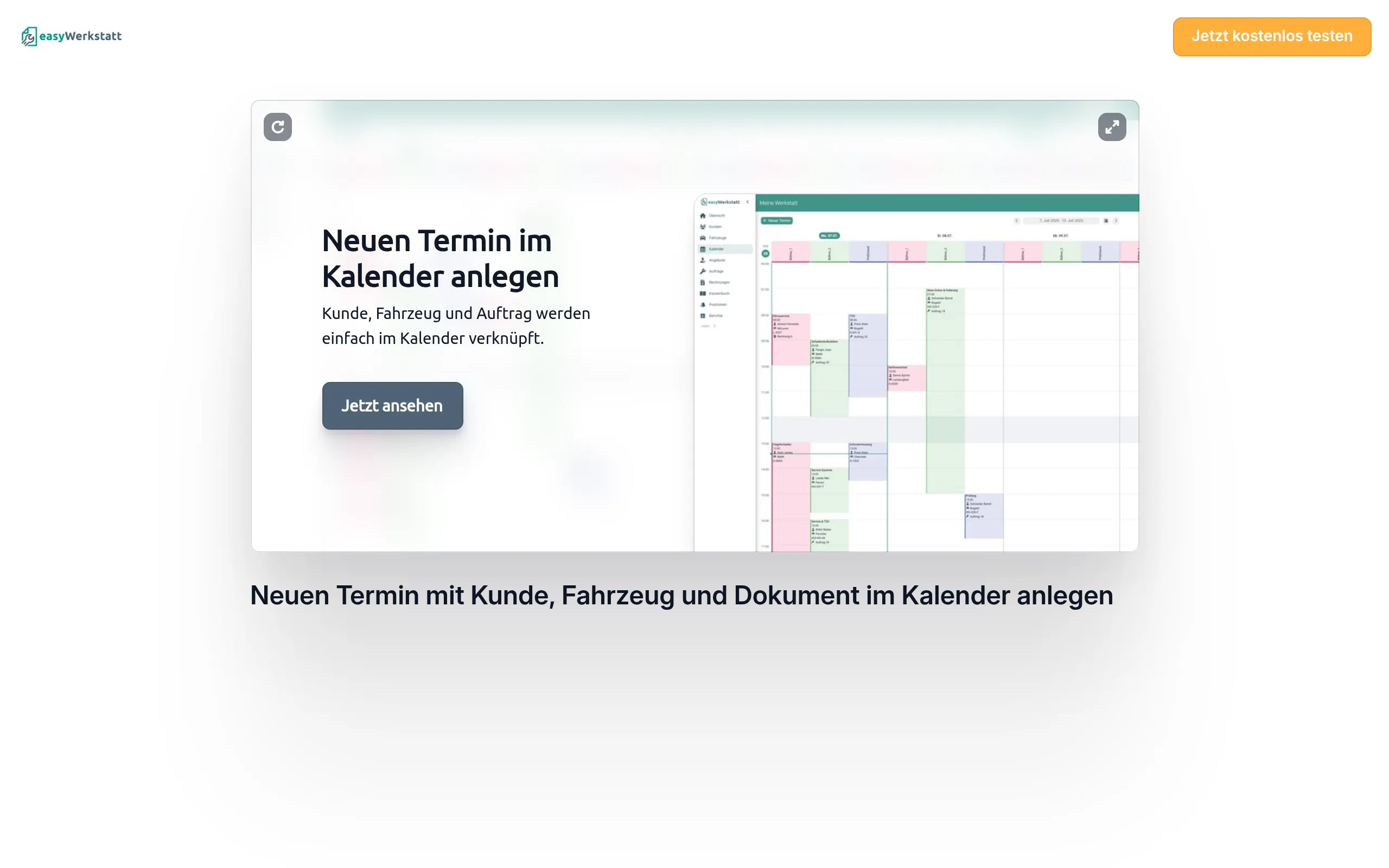 Kalenderübersicht in easyWerkstatt